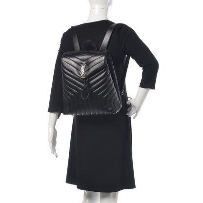 Saint Laurent Calfskin Y Quilted Monogram Medium Loulou Backpack Black 2 of 11
