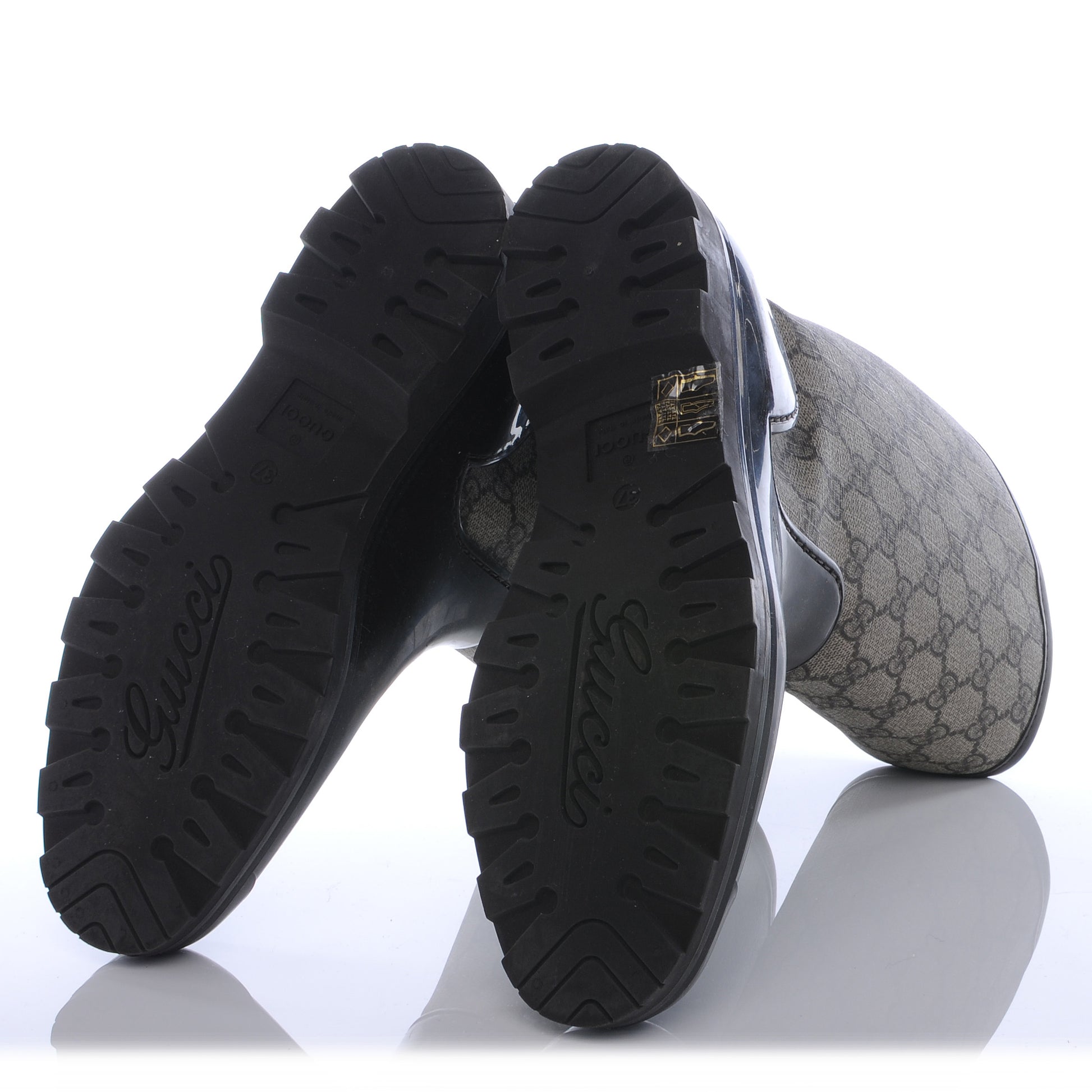 Gucci GG Plus Monogram Prato Flat Rubber Boots 37 Ebony 5 of 7