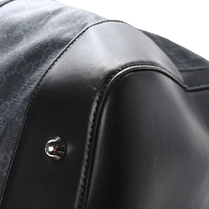 Gucci Soft GG Supreme Monogram Appia Calfskin Web Large Carry On Duffle Bag Black Grey 11 of 11