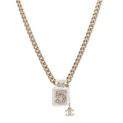 Chanel Resin Crystal CC No 5 Perfume Bottle Necklace 1 of 6