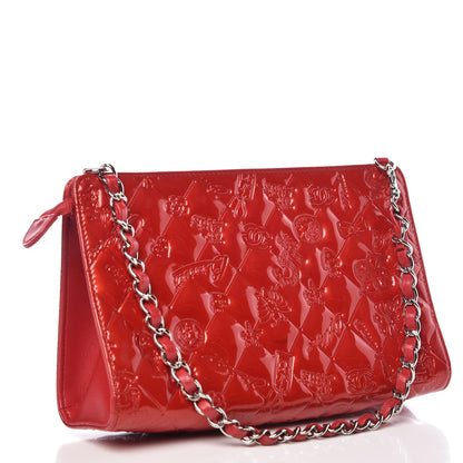 Chanel Patent Calfskin Lucky Symbols Pochette Red 3 of 7