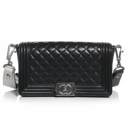 Chanel Lambskin Stingray Quilted Medium Boy Flap Black 1 of 8