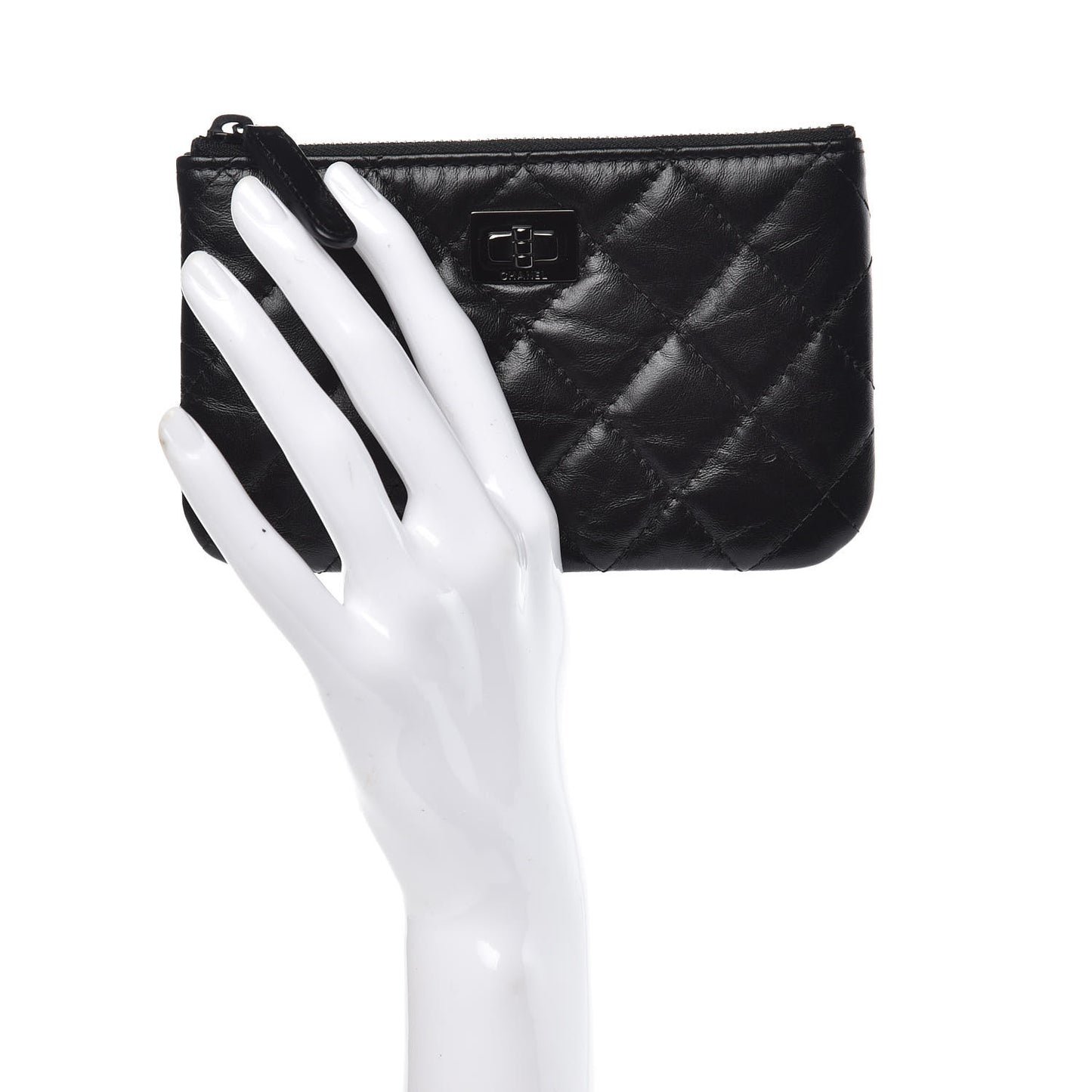 Aged Calfskin Quilted Small Reissue Cosmetic Case So Black