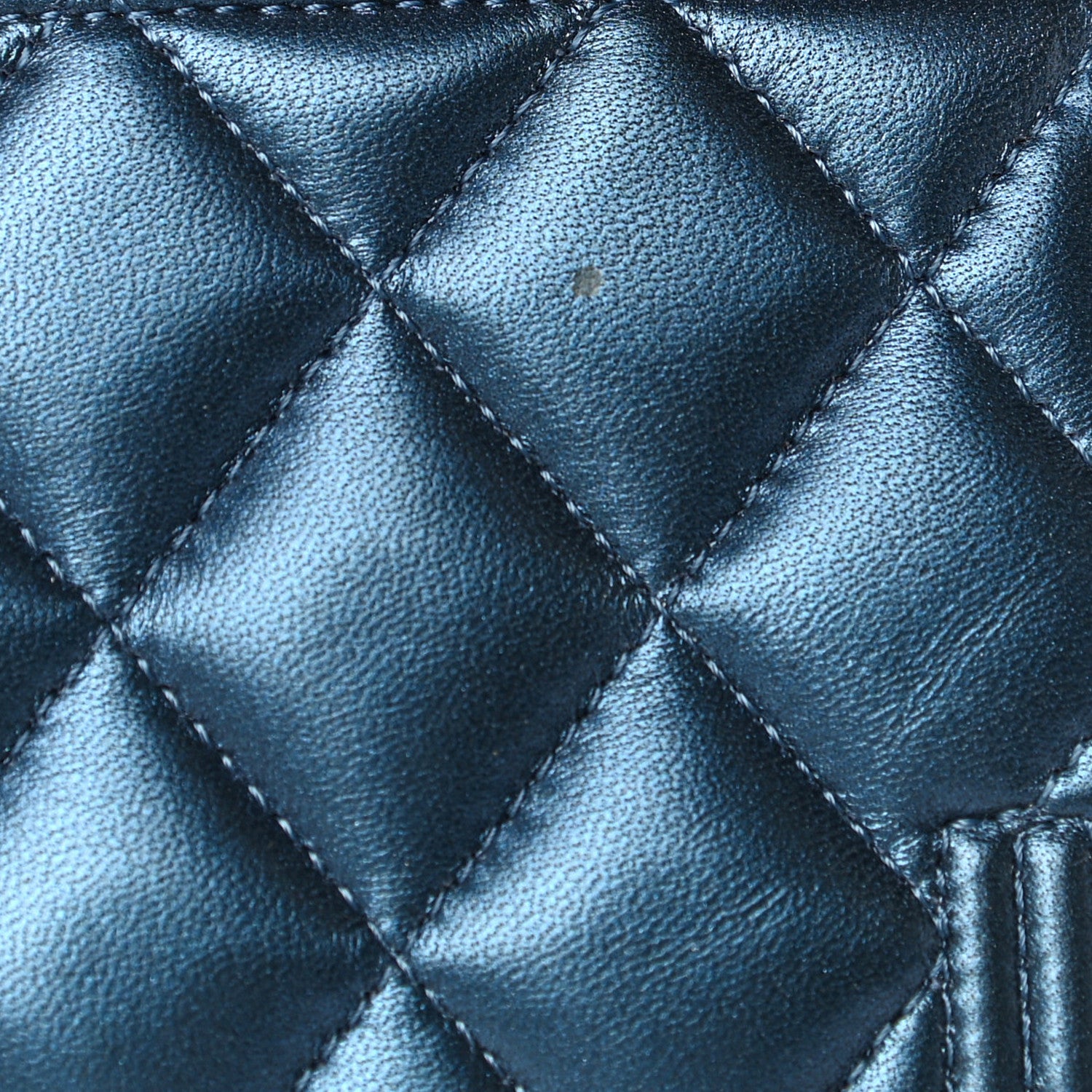 Chanel Metallic Lambskin Quilted Large Boy Gusset Flap Wallet Blue 12 of 19