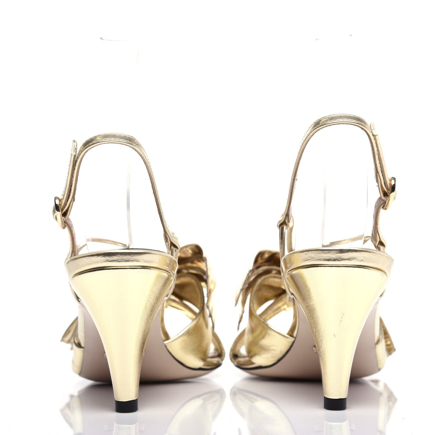 Metallic Nappa Bow Daphne Mid Heel Sandals 38.5 Platino