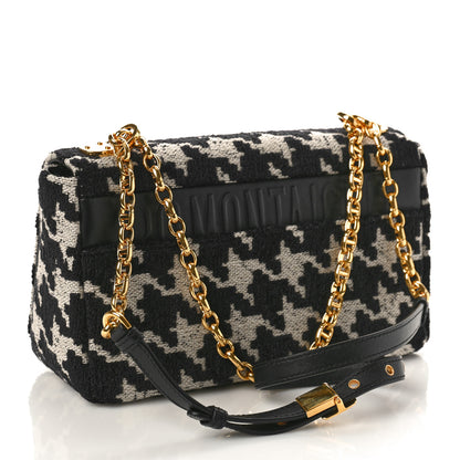Christian Dior Technical Canvas Macro Houndstooth Medium Caro Bag Black White 3 of 8