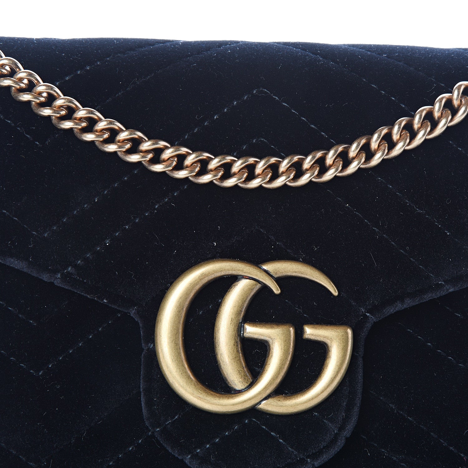 Gucci Velvet Matelasse GG Marmont Chain Wallet Black 9 of 9