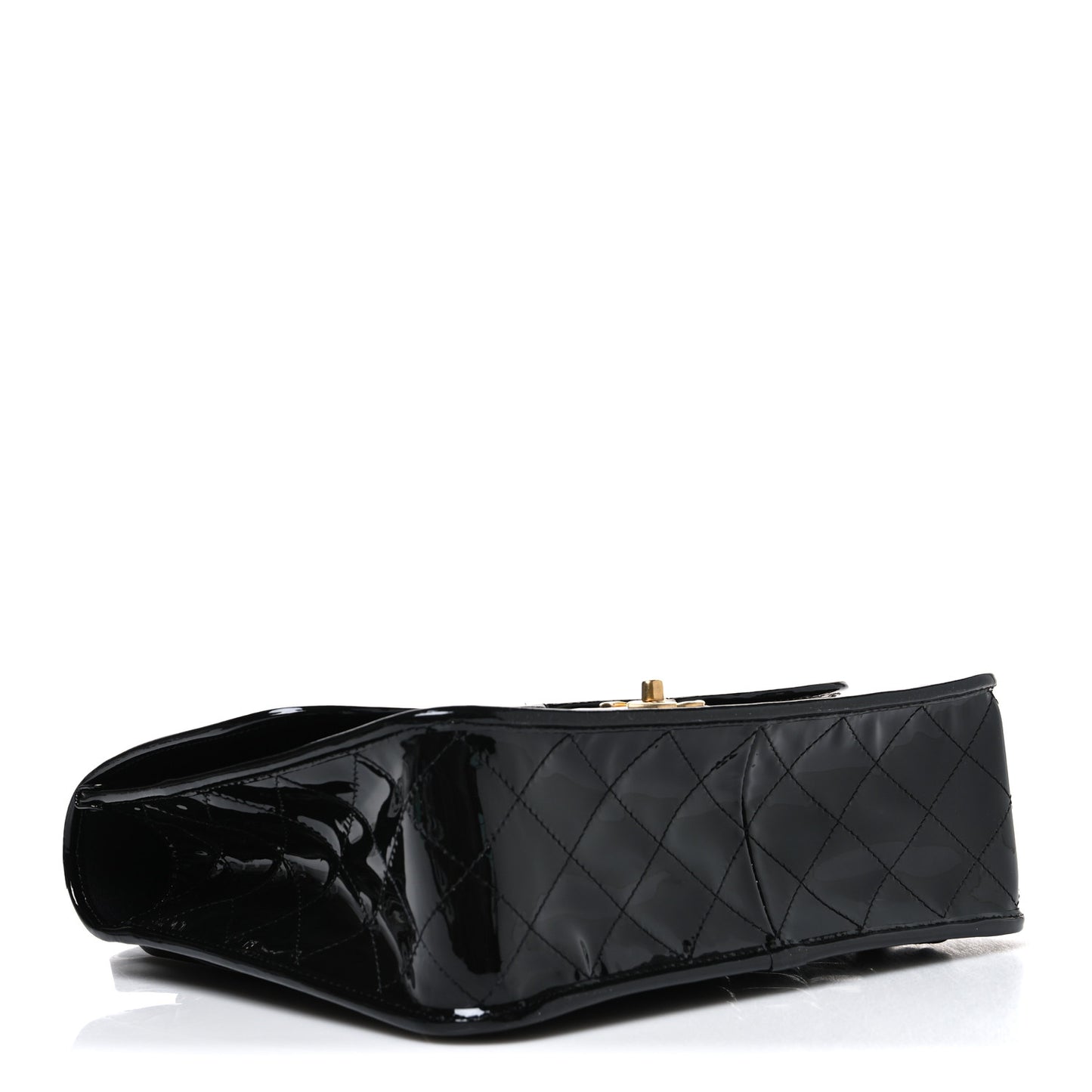 Patent Quilted Large School Memory Top Handle Flap Black Black