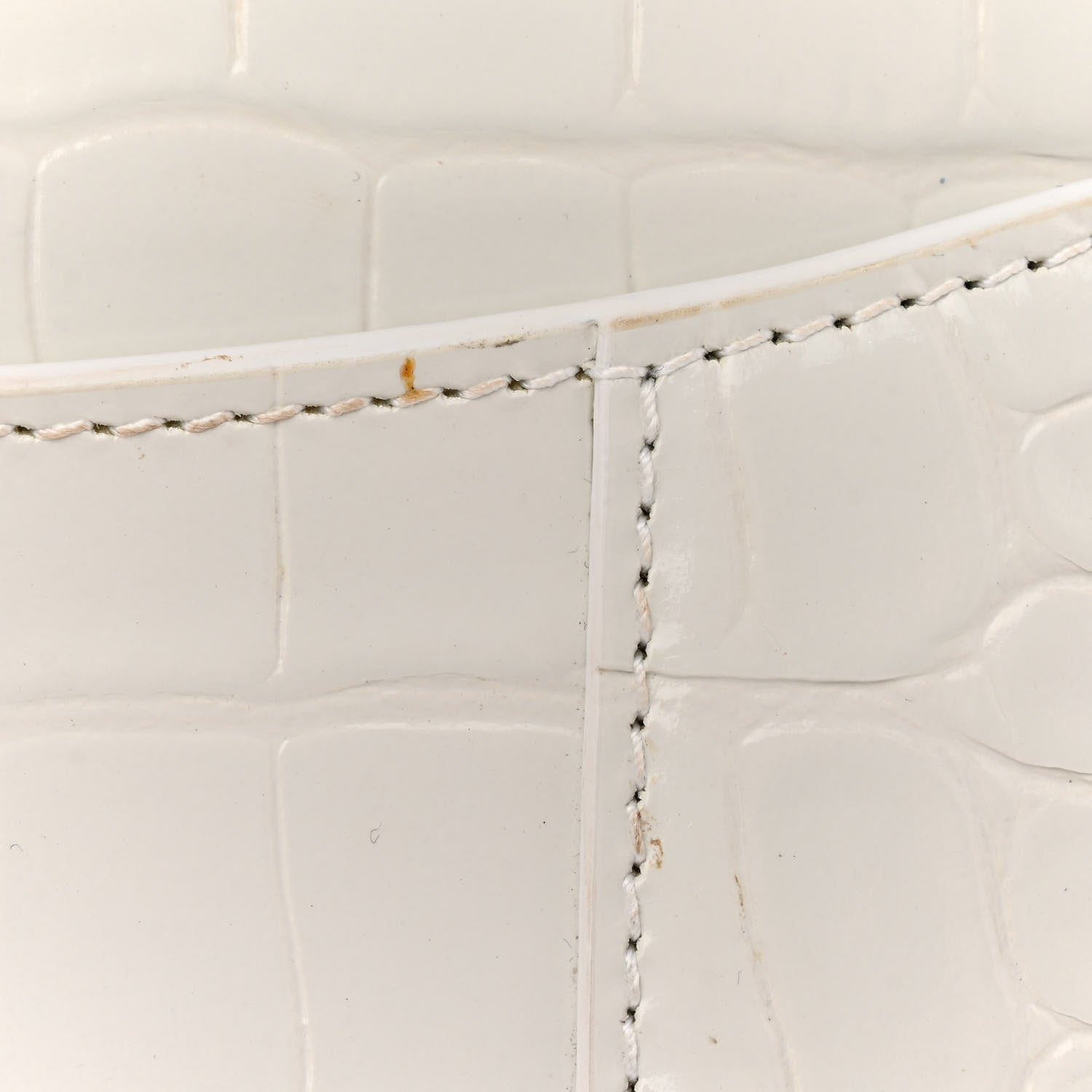 Balenciaga Shiny Calfskin Crocodile Embossed Hourglass Chain Bag Cream 12 of 14