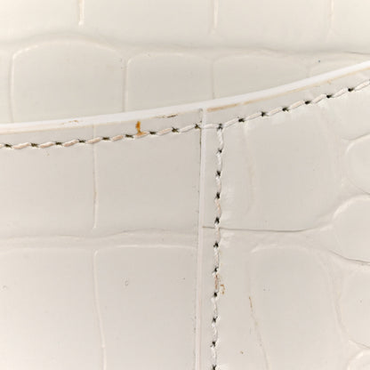 Balenciaga Shiny Calfskin Crocodile Embossed Hourglass Chain Bag Cream 12 of 14