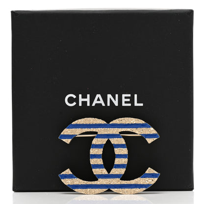Chanel Resin Glitter CC Brooch Gold Blue 5 of 5