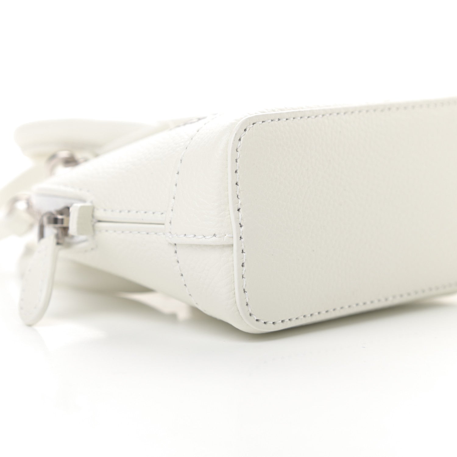 Balenciaga Grained Calfskin Logo Mini Ville Top Handle Bag White Black 9 of 10