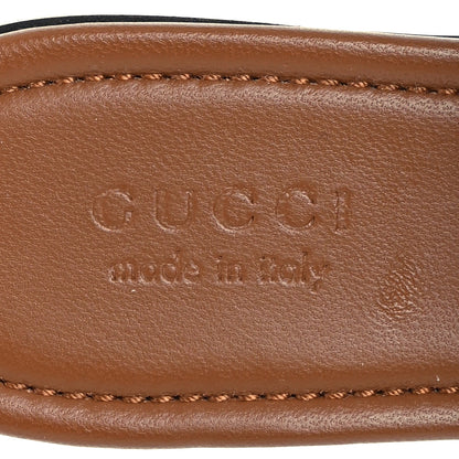 Gucci Calfskin Monogram Horsebit Womens Slide Sandals 38 Sundial Beige Ebony 7 of 10
