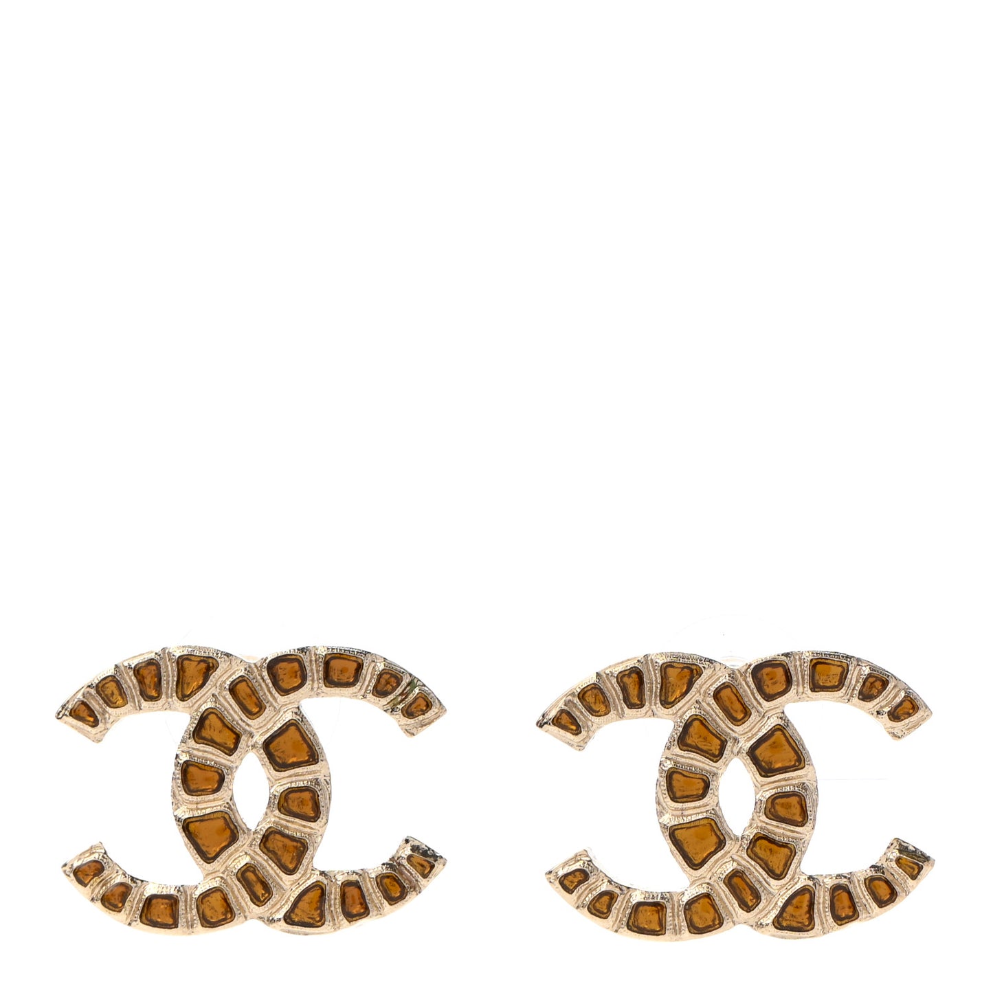 Metal Gripoix Along The Nile Earrings Gold Orange