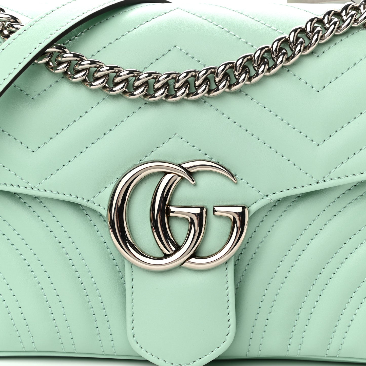Calfskin Matelasse Small GG Marmont Shoulder Bag Water Green
