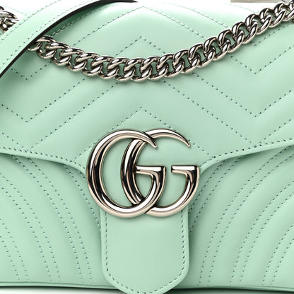 Gucci Calfskin Matelasse Small GG Marmont Shoulder Bag Water Green 8 of 10