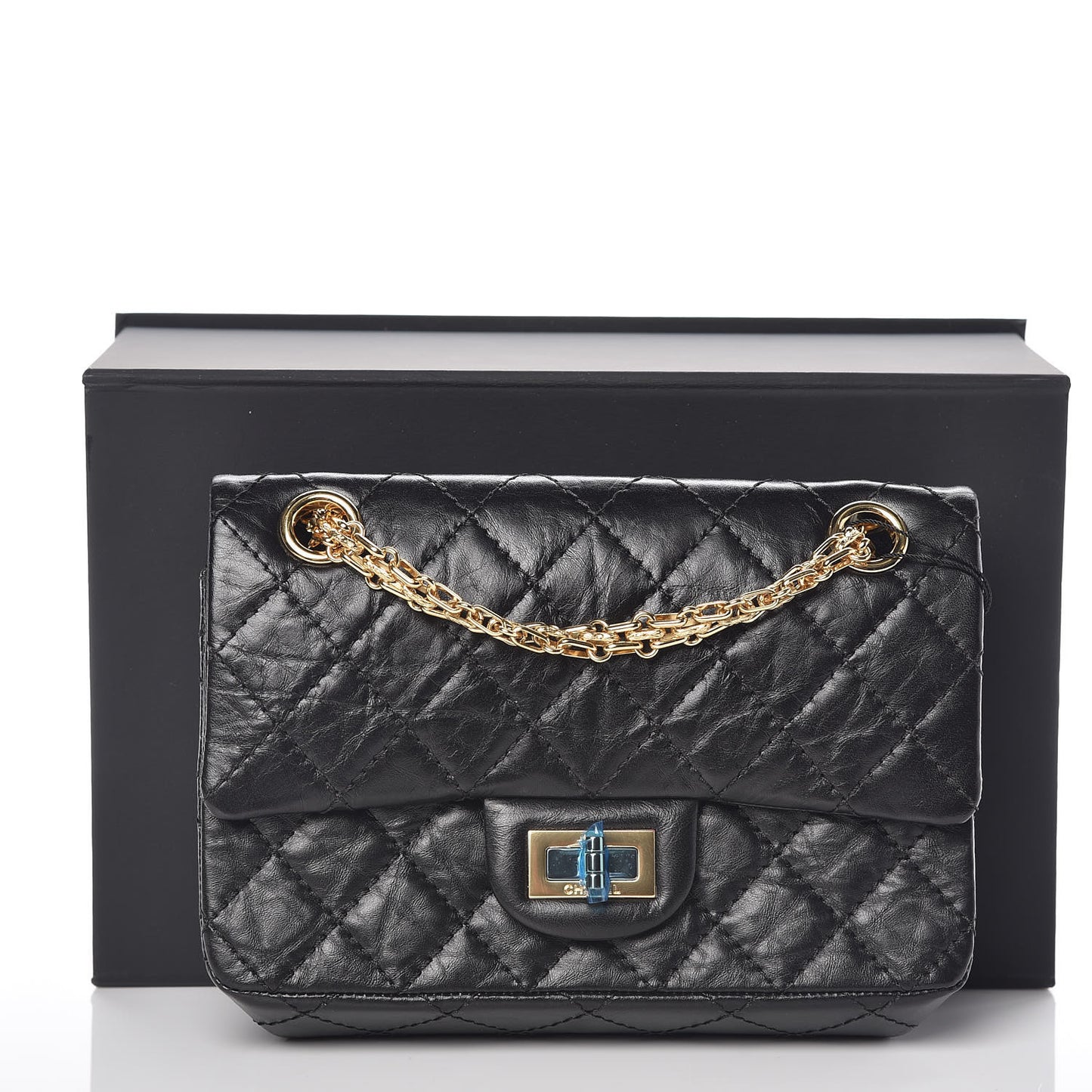Aged Calfskin Quilted 2.55 Reissue Mini Flap Black