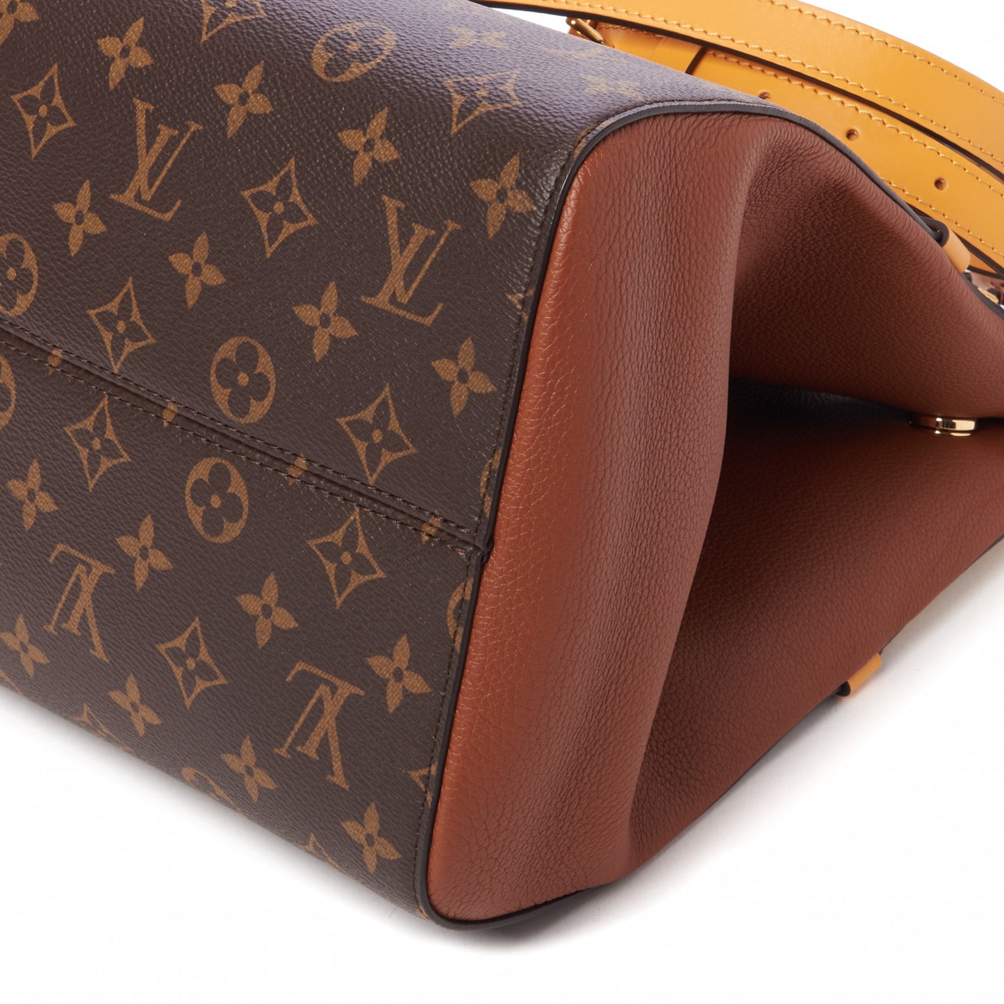 Calfskin Monogram Fold Tote MM Camel Sunbeam Cream