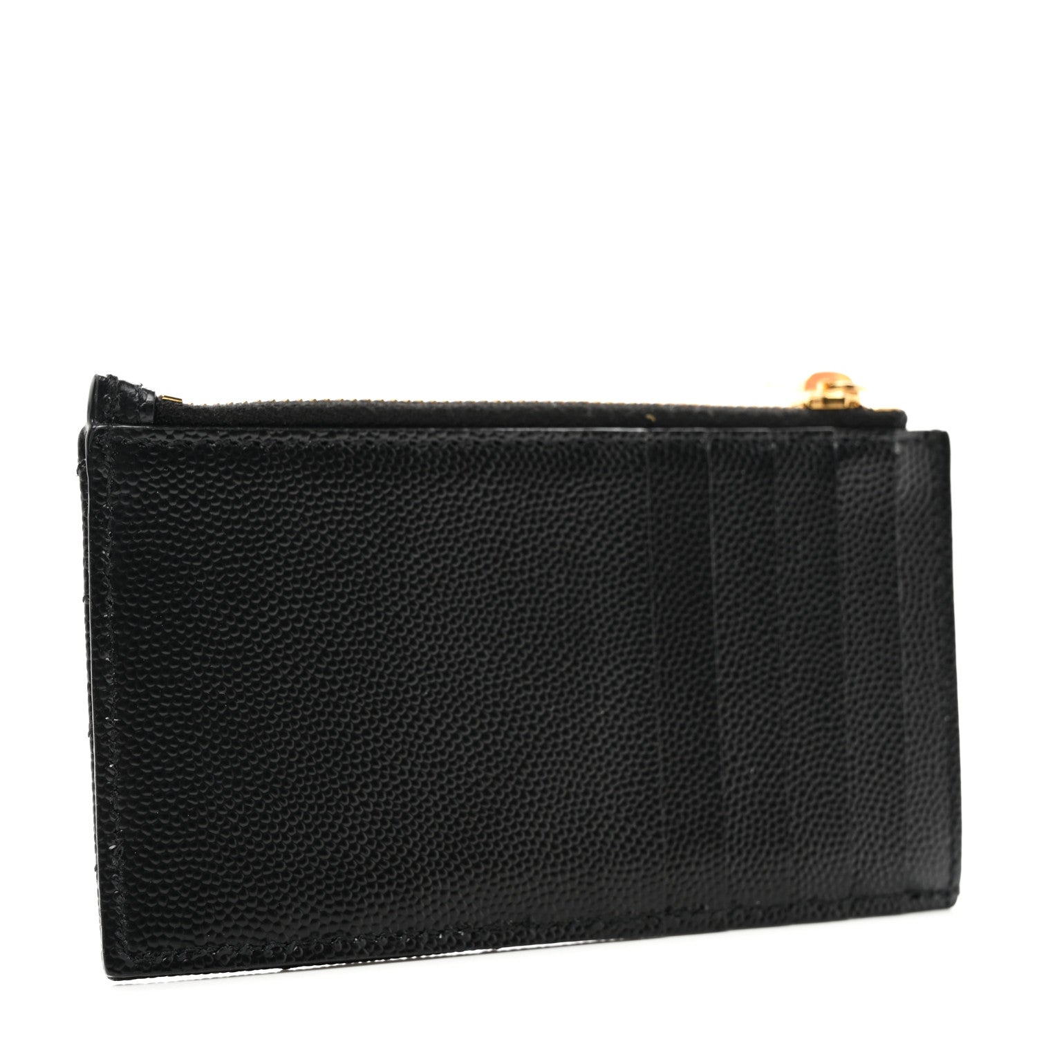 Saint Laurent Monogram Grain de Poudre 5 Fragments Zip Pouch Card Holder Black 3 of 7