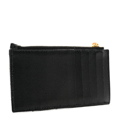 Saint Laurent Monogram Grain de Poudre 5 Fragments Zip Pouch Card Holder Black 3 of 7