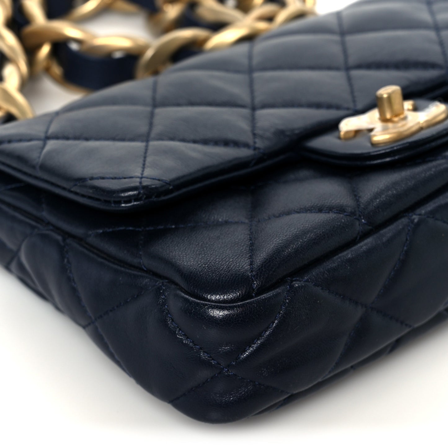 Lambskin Quilted Small Funky Town Flap Blue