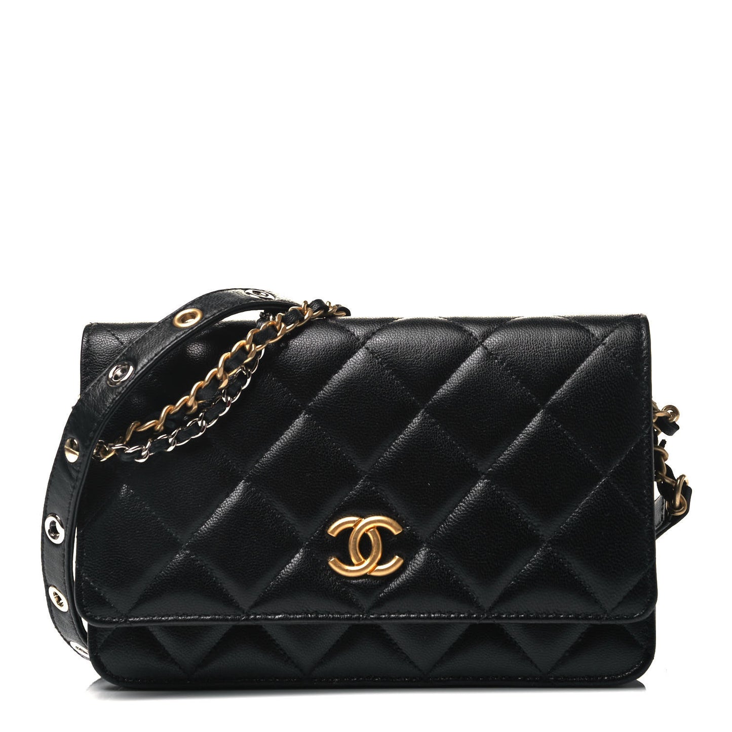 Goatskin Quilted Quilted Like A Wallet Wallet On Chain WOC Black