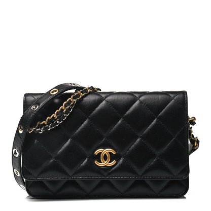 Chanel Goatskin Quilted Quilted Like A Wallet Wallet On Chain WOC Black 1 of 7