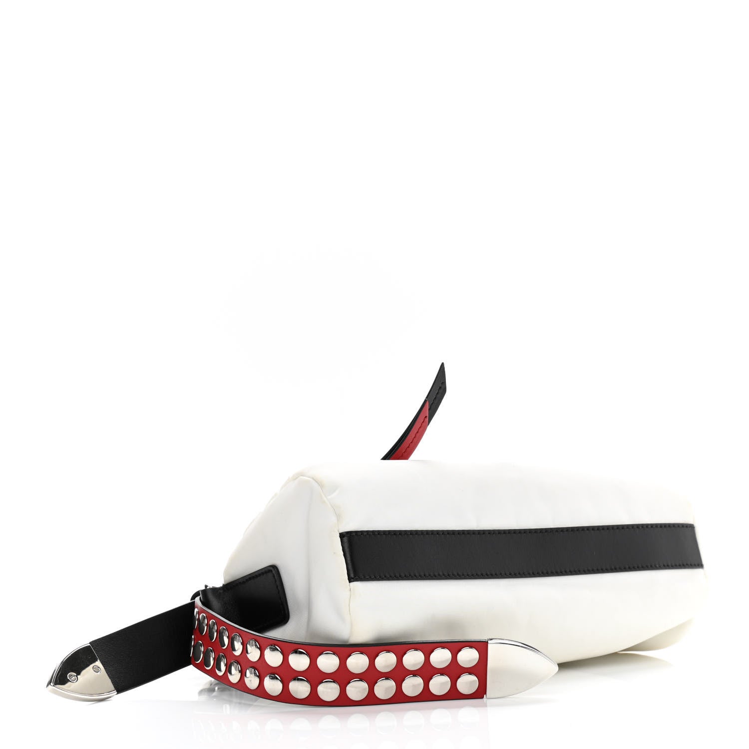 Prada Tessuto Nylon Studded New Vela Shoulder Bag White Fuoco 4 of 11