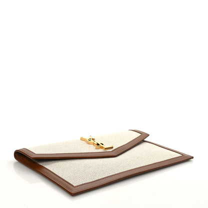 Saint Laurent Canvas Uptown Pouch Natural Beige Brick 4 of 6