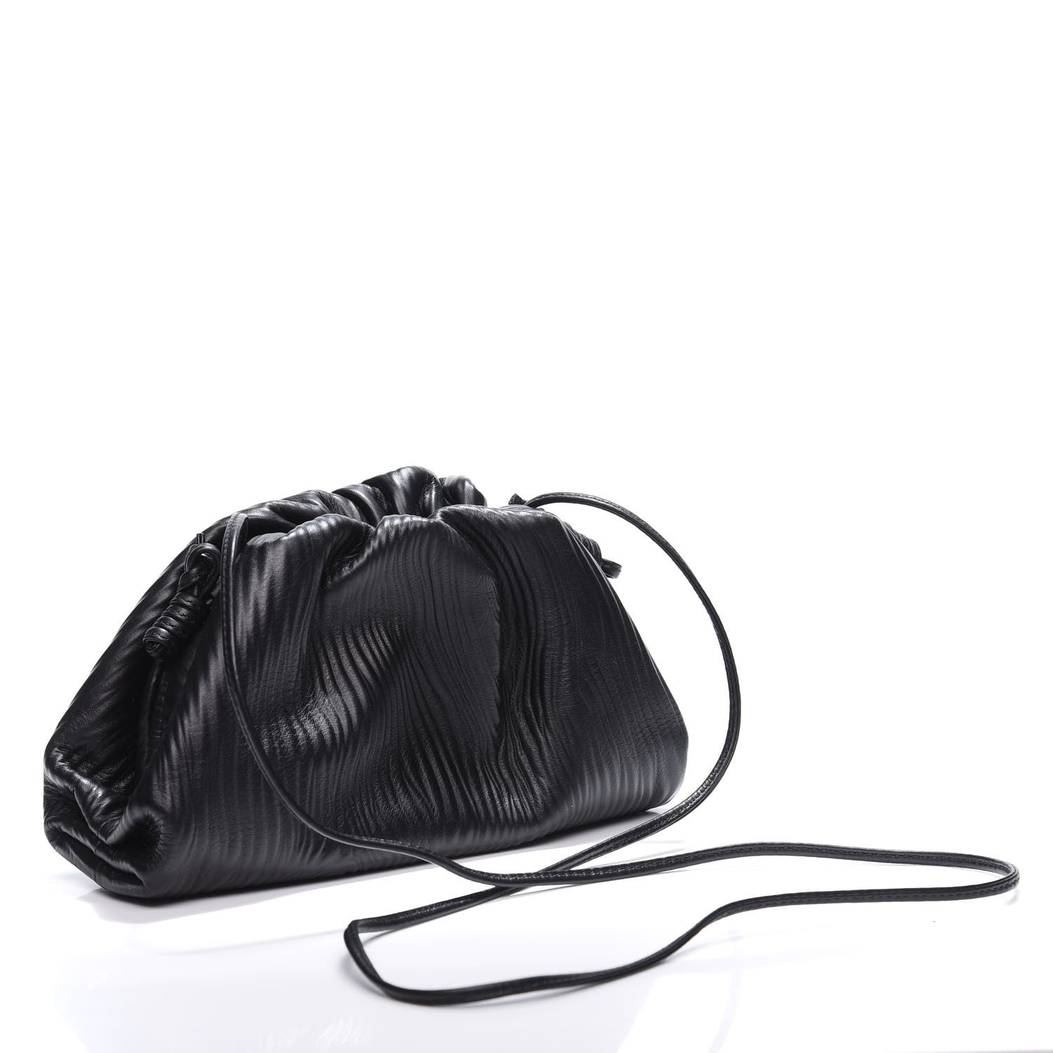 Bottega Veneta Bark Calfskin Embossed The Mini Pouch Clutch Black 2 of 9