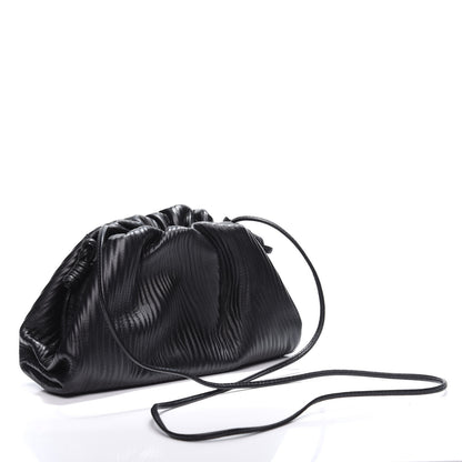 Bottega Veneta Bark Calfskin Embossed The Mini Pouch Clutch Black 2 of 9