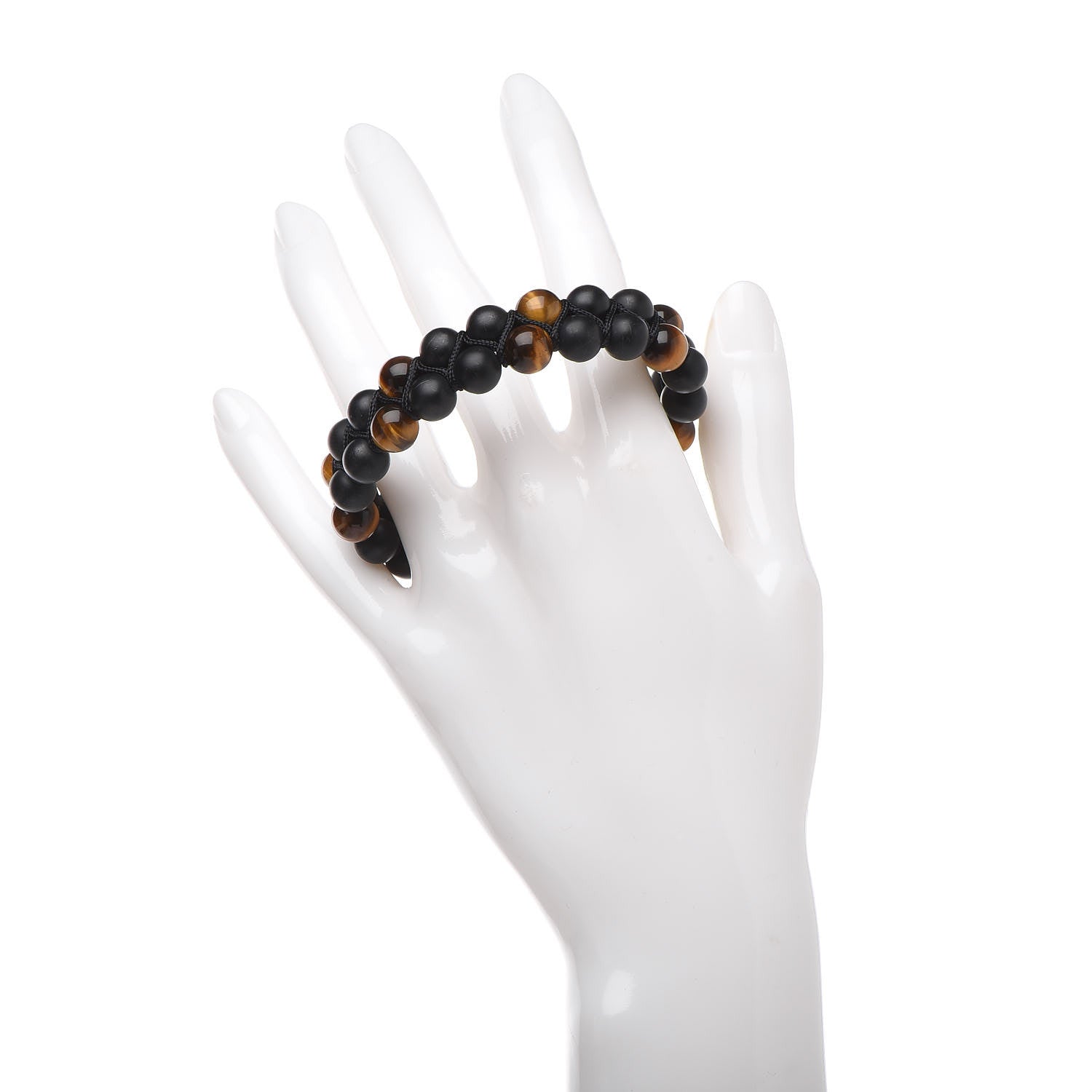 David Yurman Sterling Silver Black Onyx Tiger Eye 8mm Spiritual Beads Two Row Bracelet 2 of 5