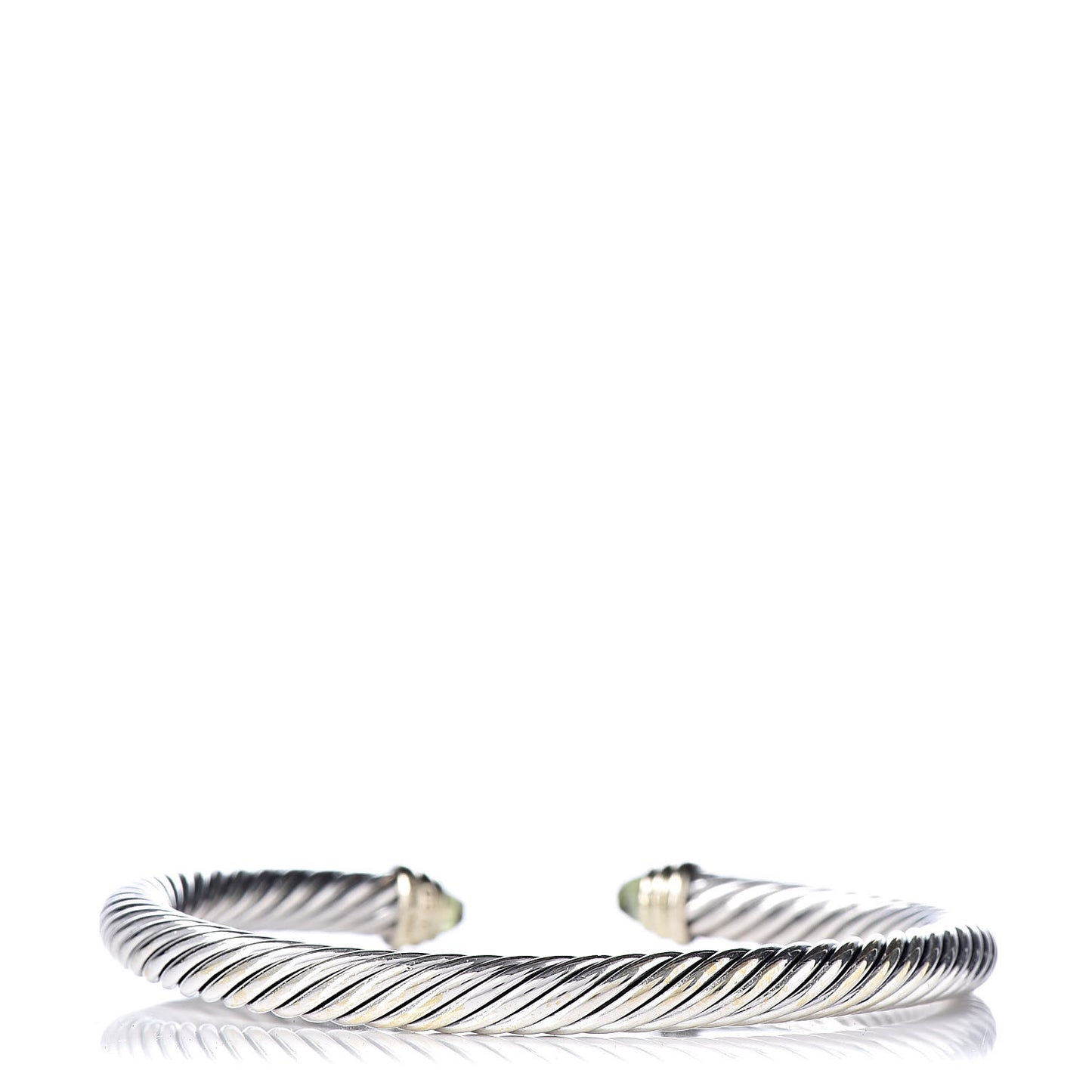 Sterling Silver 14K Yellow Gold Peridot 5mm Cable Classics Petite Color Bracelet