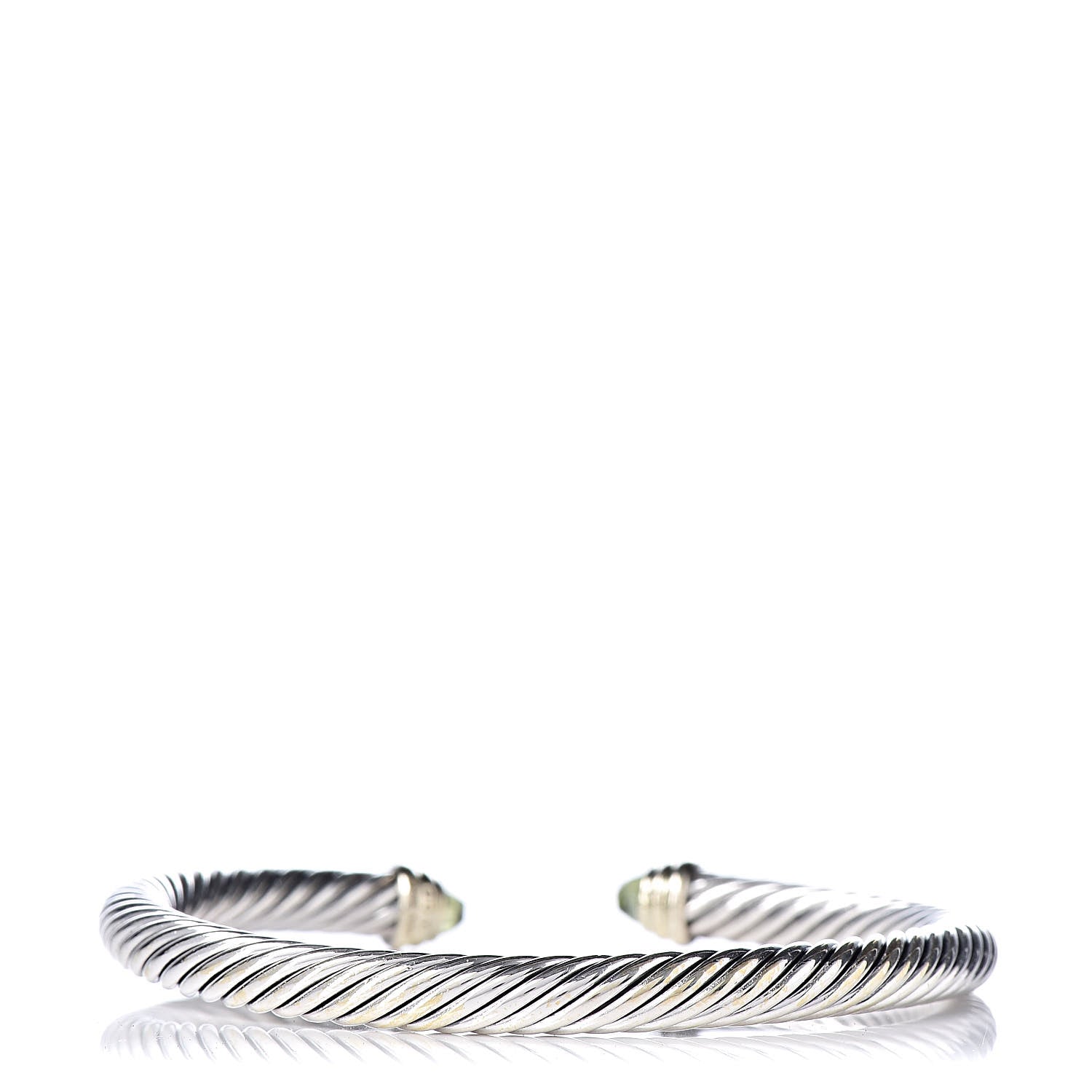 David Yurman Sterling Silver 14K Yellow Gold Peridot 5mm Cable Classics Petite Color Bracelet 3 of 4