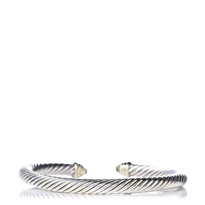 David Yurman Sterling Silver 14K Yellow Gold Peridot 5mm Cable Classics Petite Color Bracelet 3 of 4