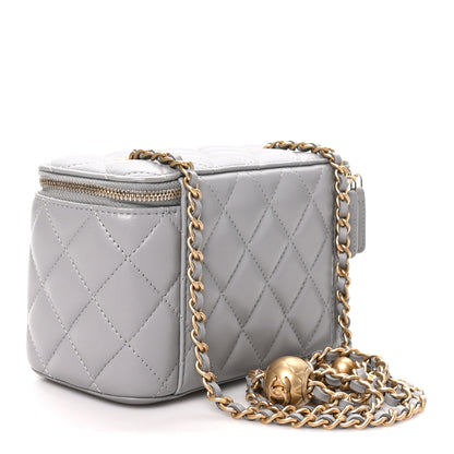 Chanel Lambskin Quilted Small Pearl Crush Vanity Case With Chain Grey 3 of 10
