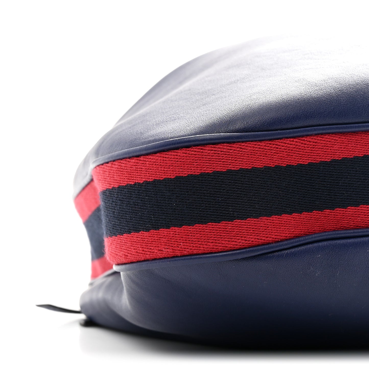 Aria Calfskin Web Large Attache Shoulder Bag Navy