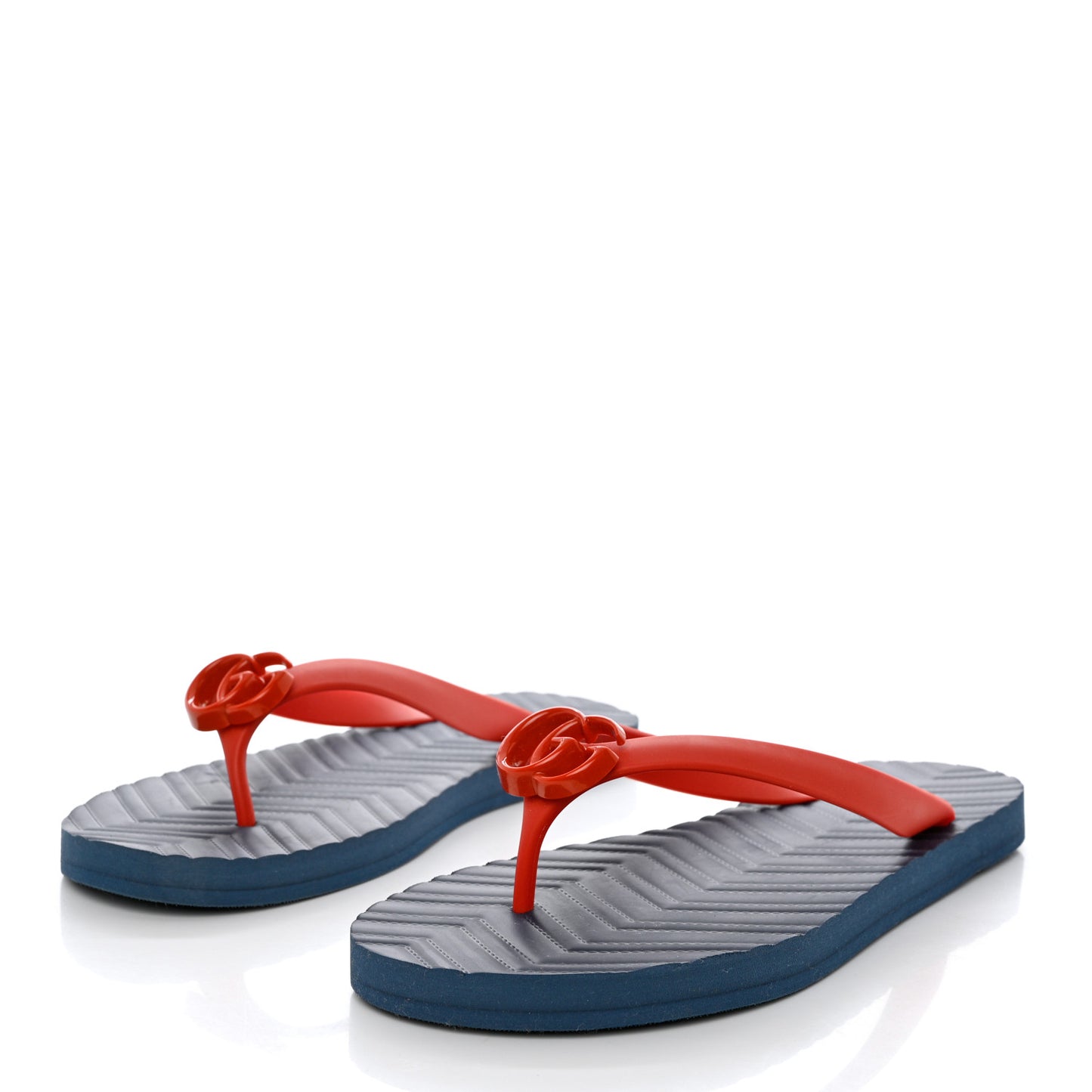 Rubber Chevron Mens GG Thong Flat Sandals 10 Orange Red