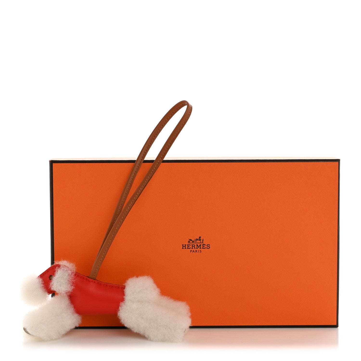 Hermes Milo Lambskin Shearling Budy Charm Capucine Ecru Gold