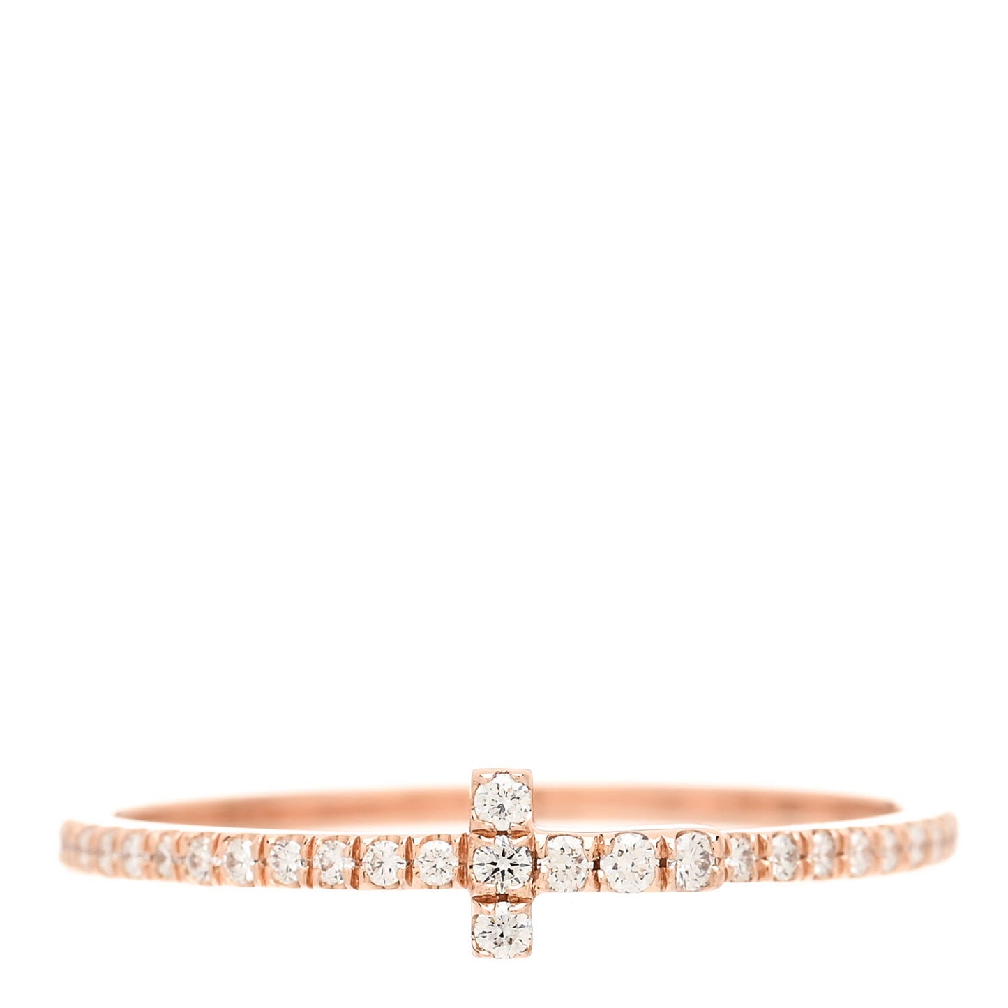 18K Rose Gold Diamond T Wire Pave Ring 59 8.75
