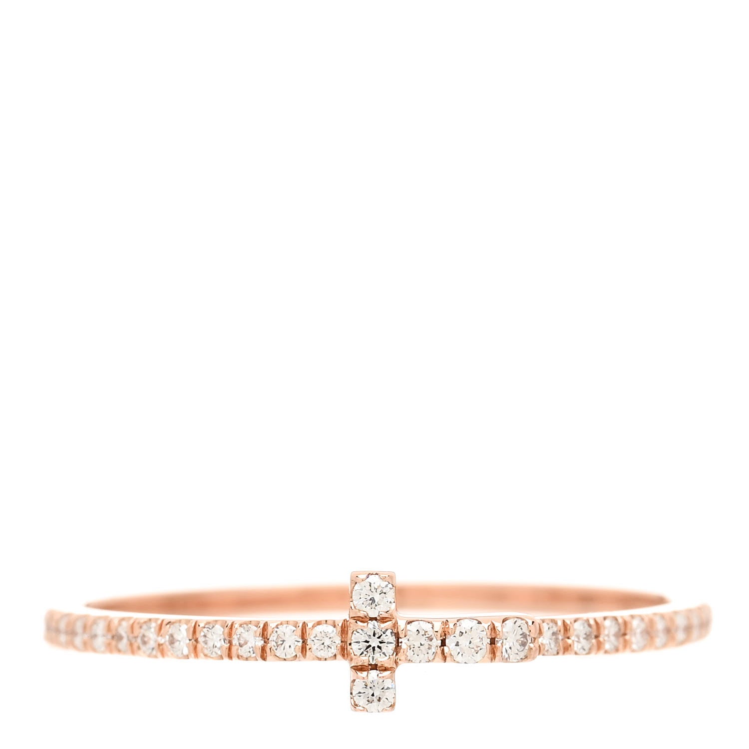 Tiffany 18K Rose Gold Diamond T Wire Pave Ring 59 8.75 1 of 5