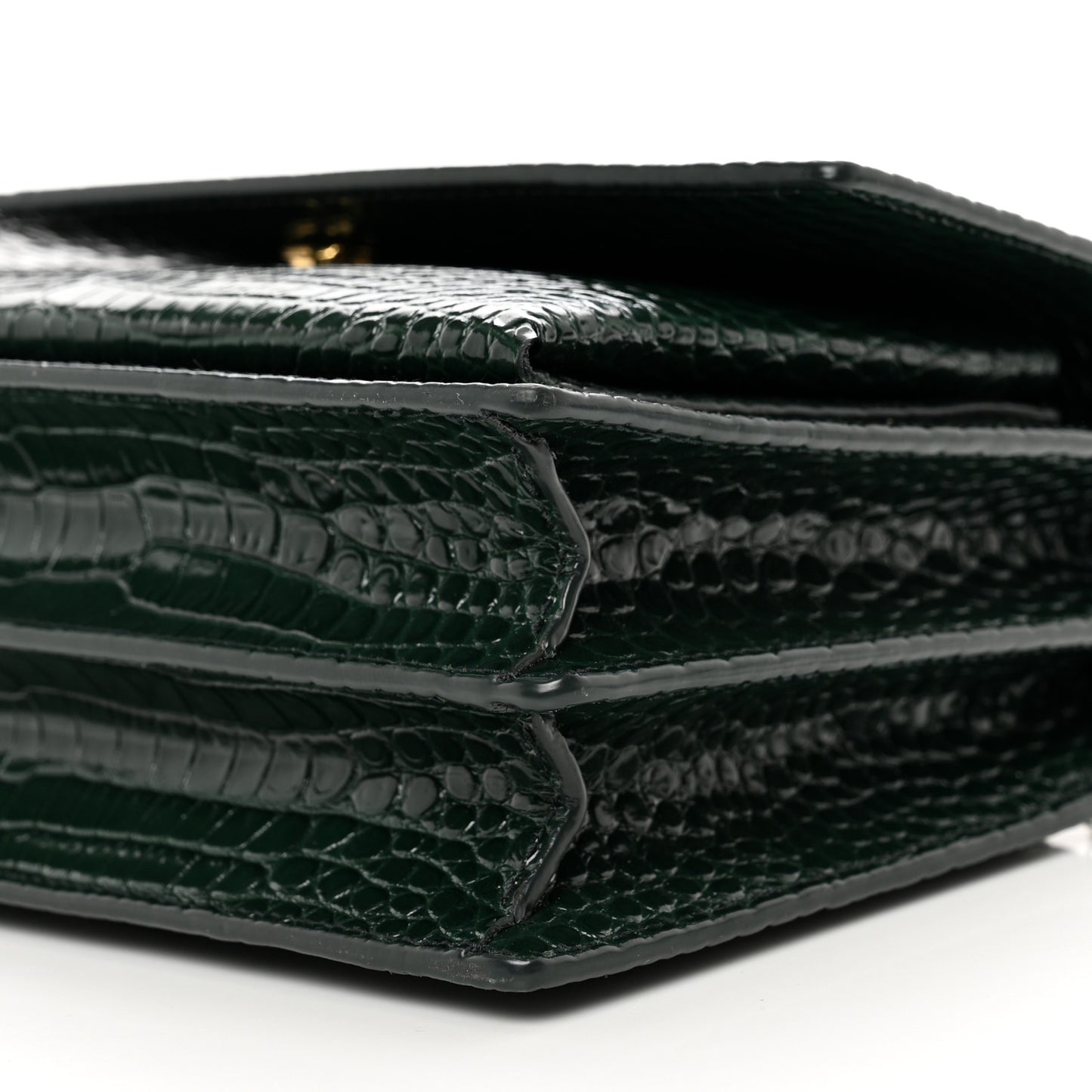 Calfskin Crocodile Embossed Medium Monogram Sunset Dark Mint