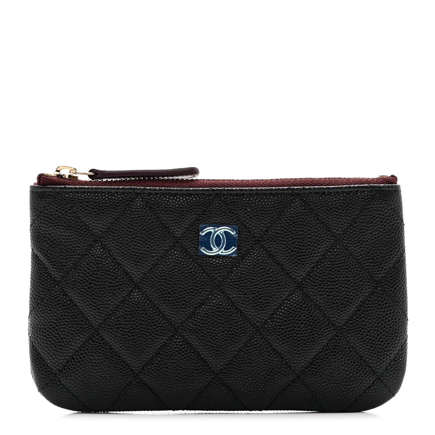 Caviar Quilted Small Cosmetic Case Black