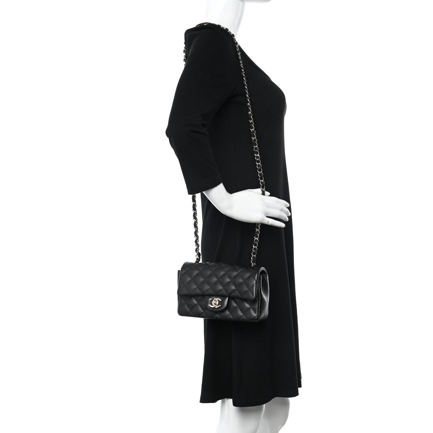 Caviar Quilted Mini Rectangular Flap Black