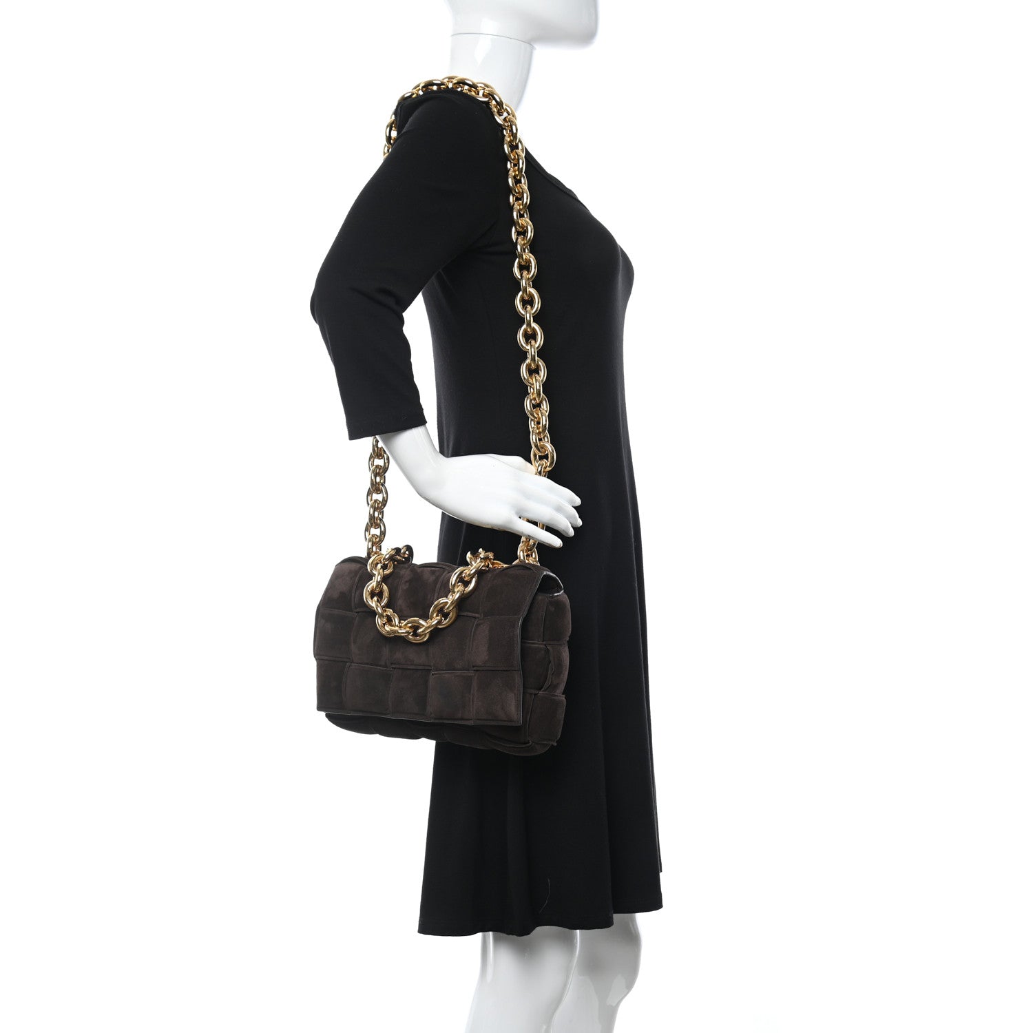 Bottega Veneta Suede Maxi Intrecciato Padded Chain Cassette Crossbody Bag Fondant 2 of 7
