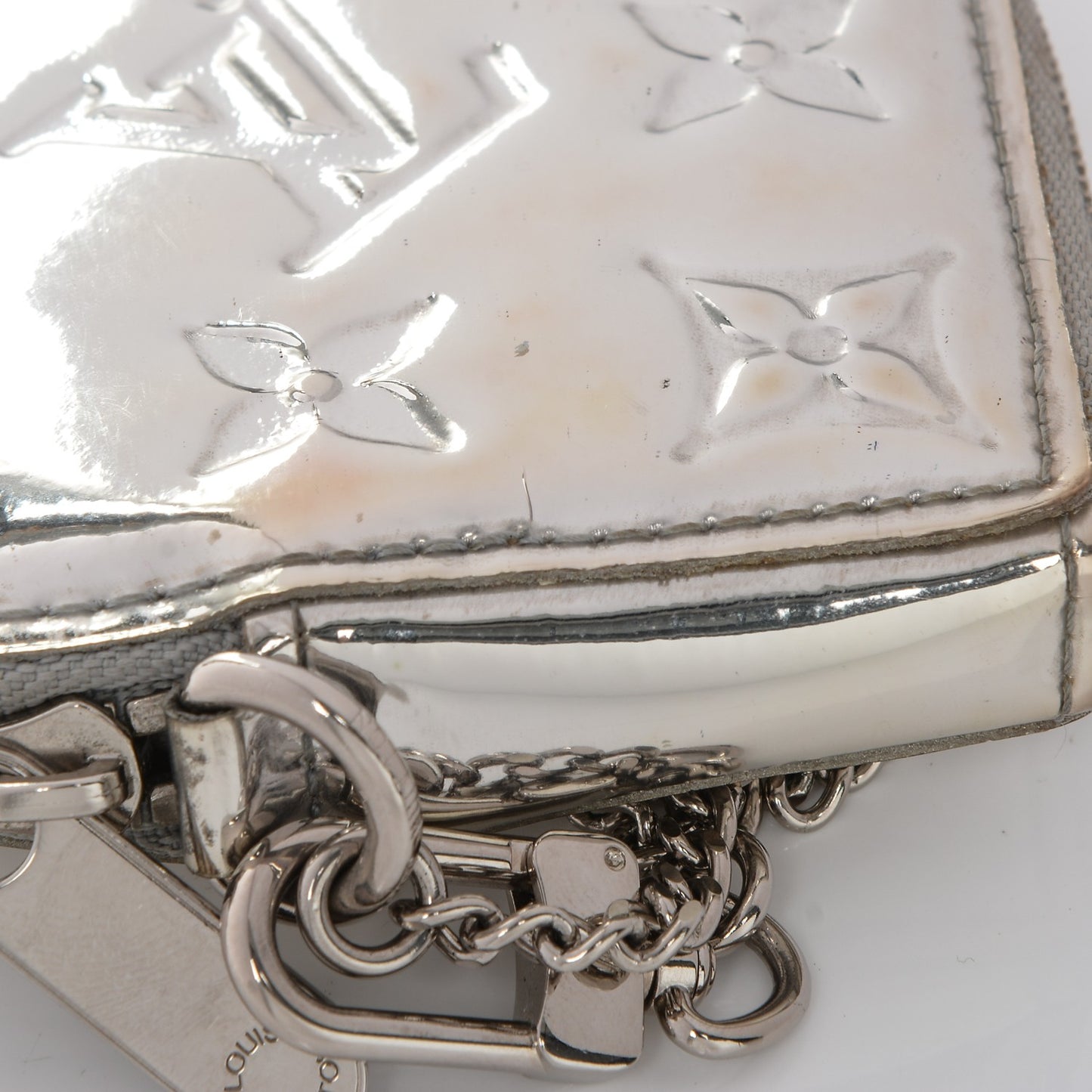Monogram Miroir Heart Coin Purse Silver