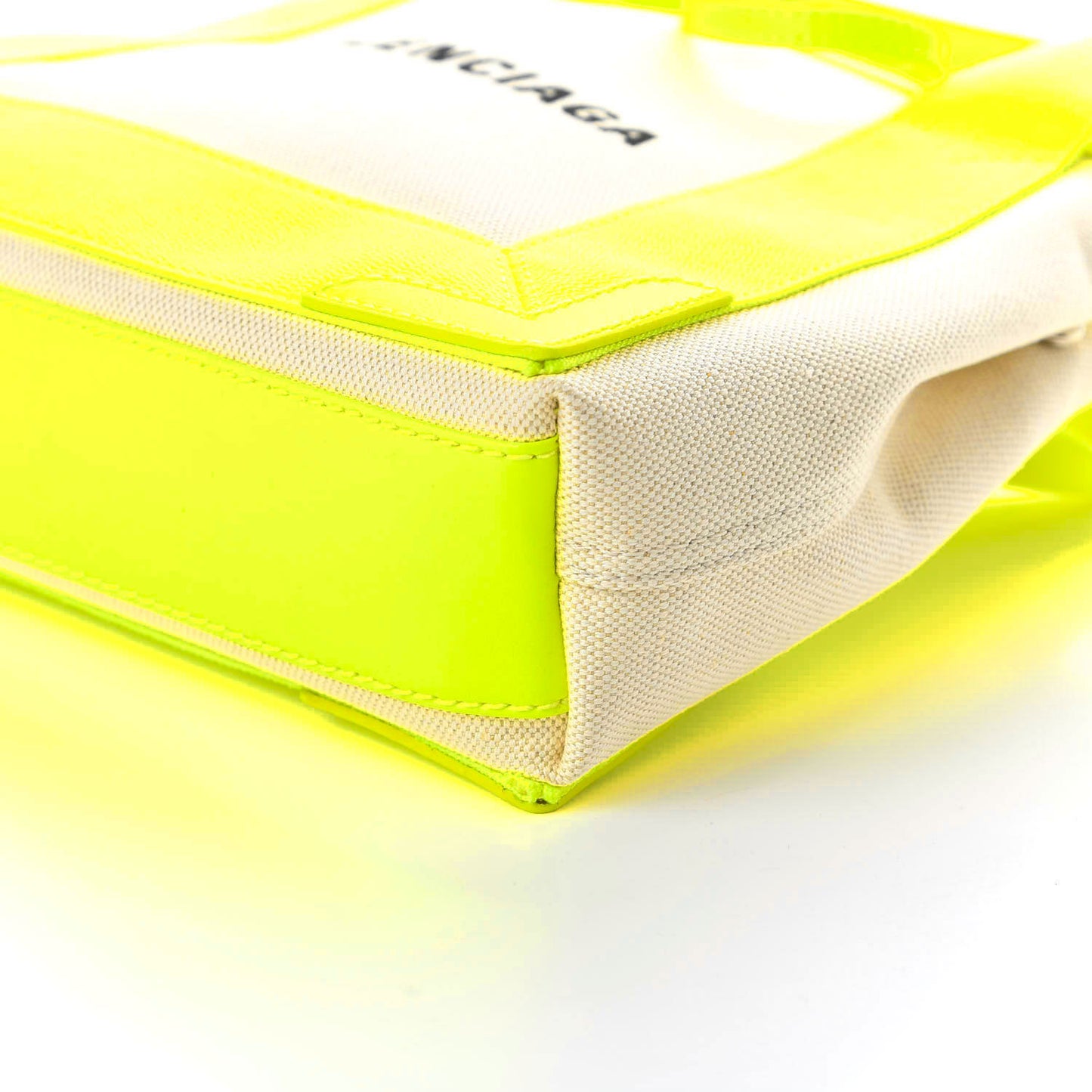 Cotton Canvas Satin Calfskin Navy Cabas XS Natural Fluo Yellow