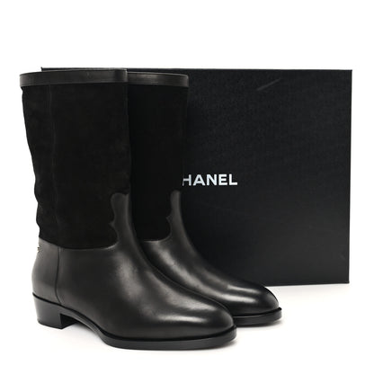 Chanel Suede Calfskin CC Short Boots 41 Black 10 of 10