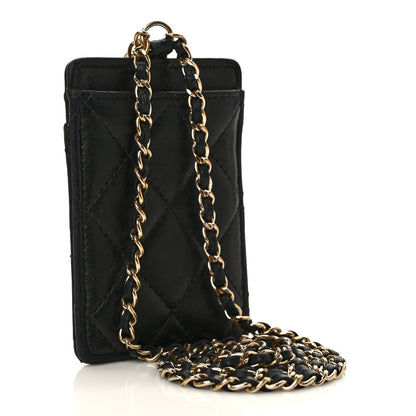 Chanel Lambskin Quilted Card Holder On Chain Black 3 of 8