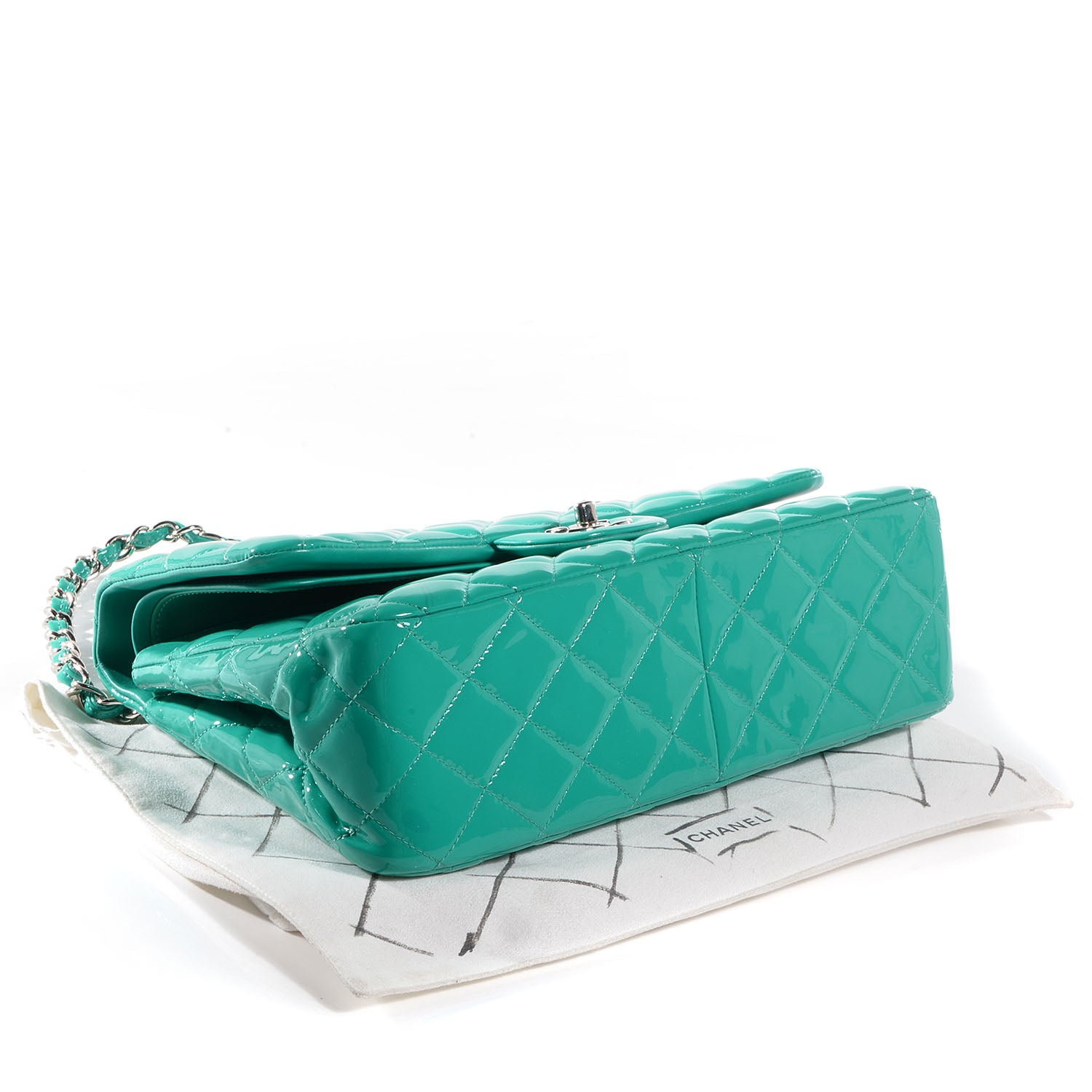 Chanel Patent Jumbo Double Flap Green 4 of 8